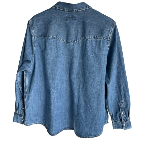 LEVI'S Essential Western Shirt Denim Medium Wash Button Down Women's 2X - Picture 2 of 15